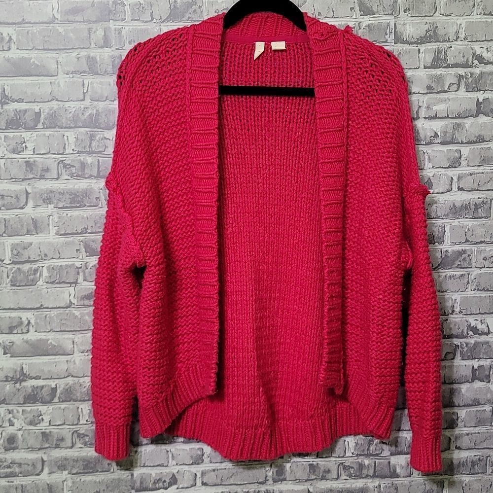 Anthropologie Moth Hot Pink Cardigan Knit